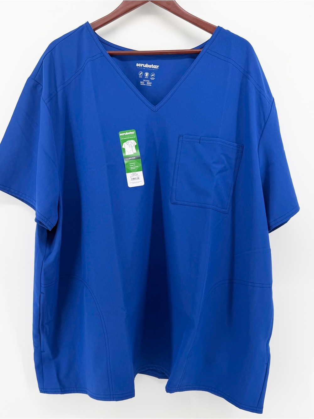 Scrubstar Unisex Core Essentials V-Neck Scrub‎ Top Blue 3XL NWT